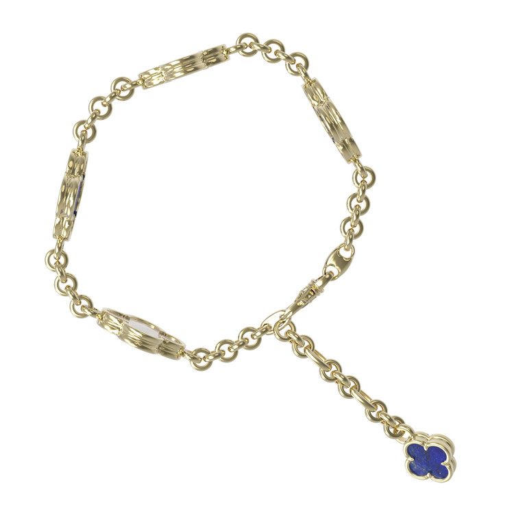 Браслет из лимонного золота c лазуритом и перламутром