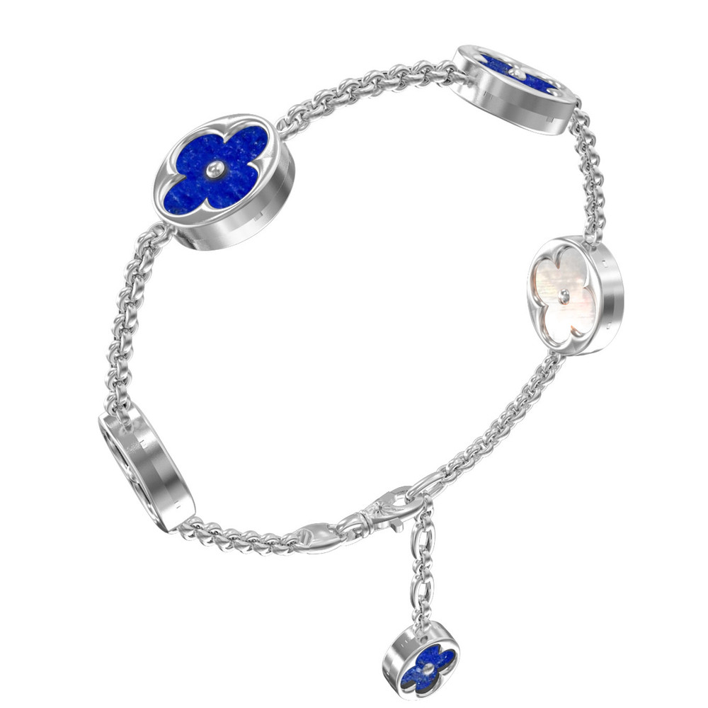 Браслет из белого золота c лазуритом и перламутром