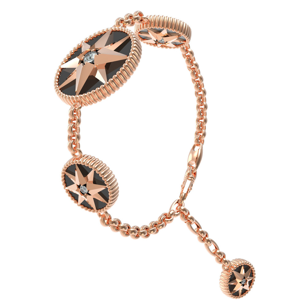 Браслет из золота c фианитом, ониксом и перламутром