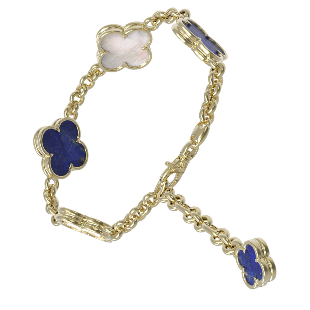 Браслет из лимонного золота c лазуритом и перламутром