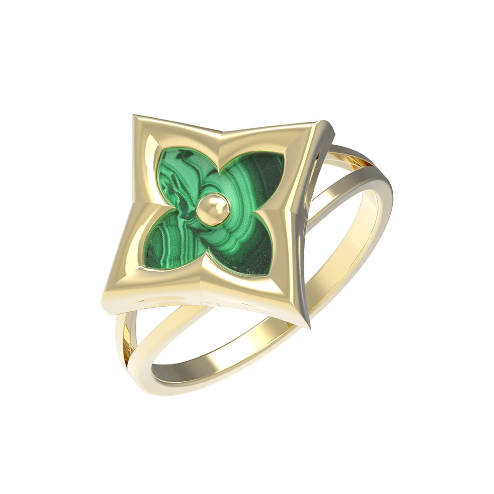 Кольцо из лимонного золота c малахитом