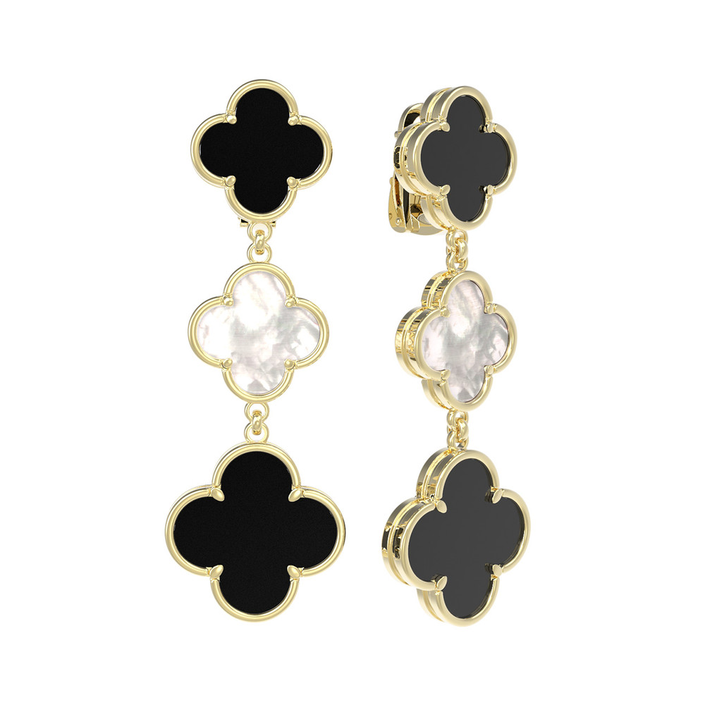 Серьги из лимонного золота c ониксом и перламутром