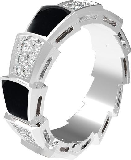 Кольцо из белого золота c бриллиантами и ониксом