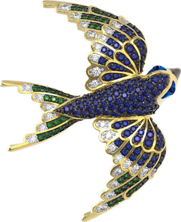 Подвеска из лимонного золота c эмалью и фианитом