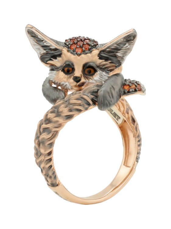 Кольцо из золота c эмалью и фианитом