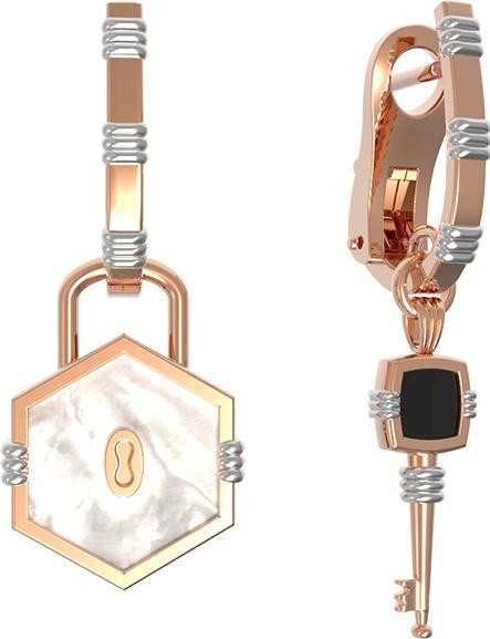 Серьги из золота c ониксом и перламутром