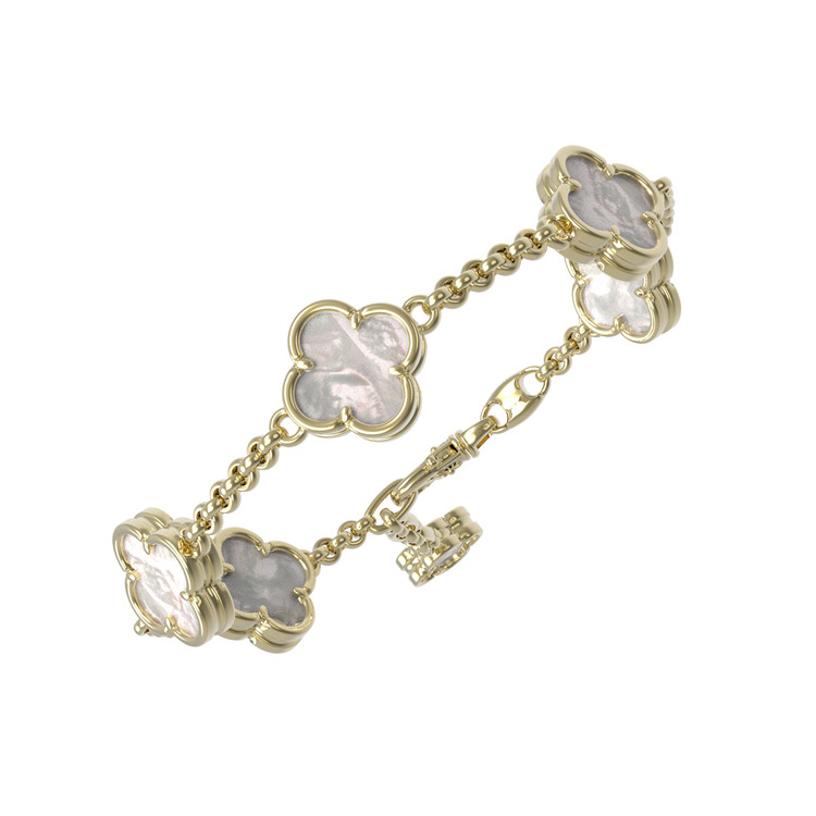 Браслет из лимонного золота c перламутром