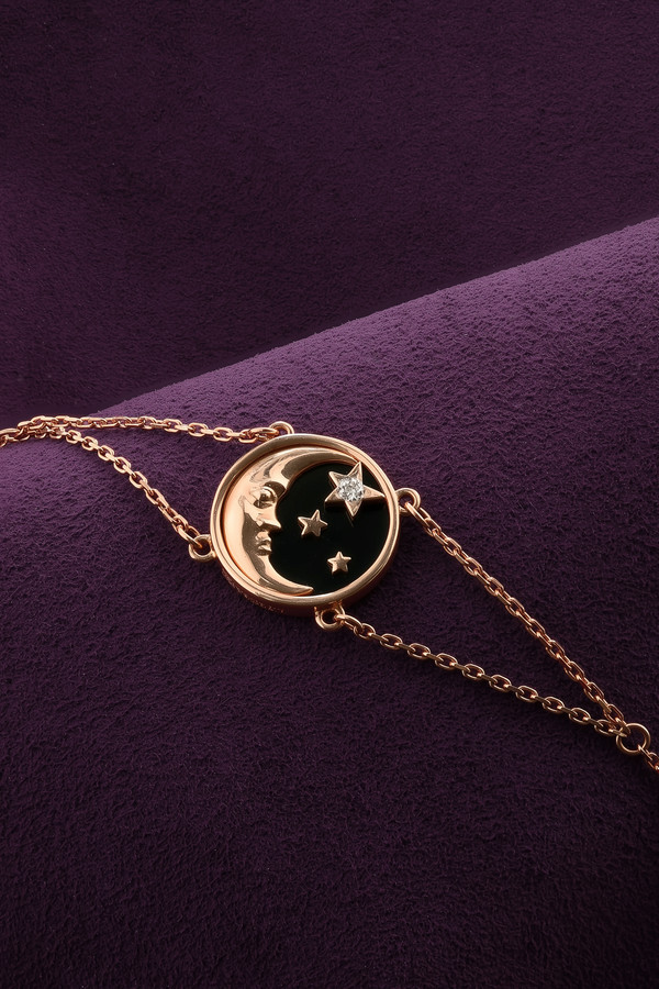 Браслет из золота c бриллиантами и ониксом