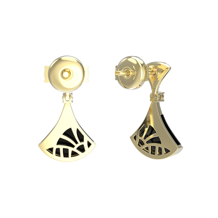 Серьги из лимонного золота c бриллиантами и ониксом