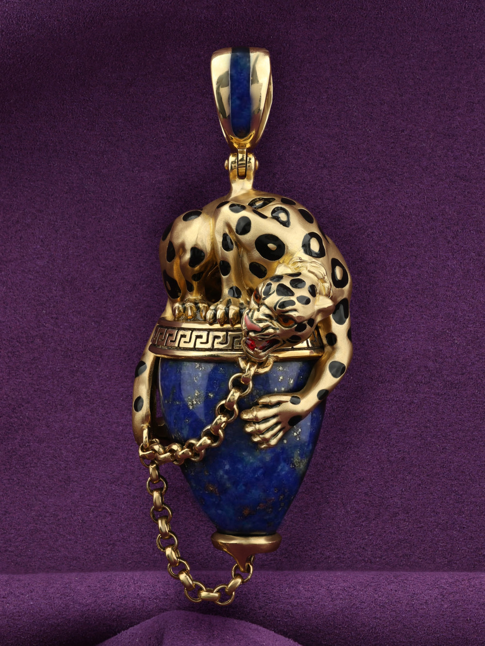 Подвеска из лимонного золота c эмалью и лазуритом