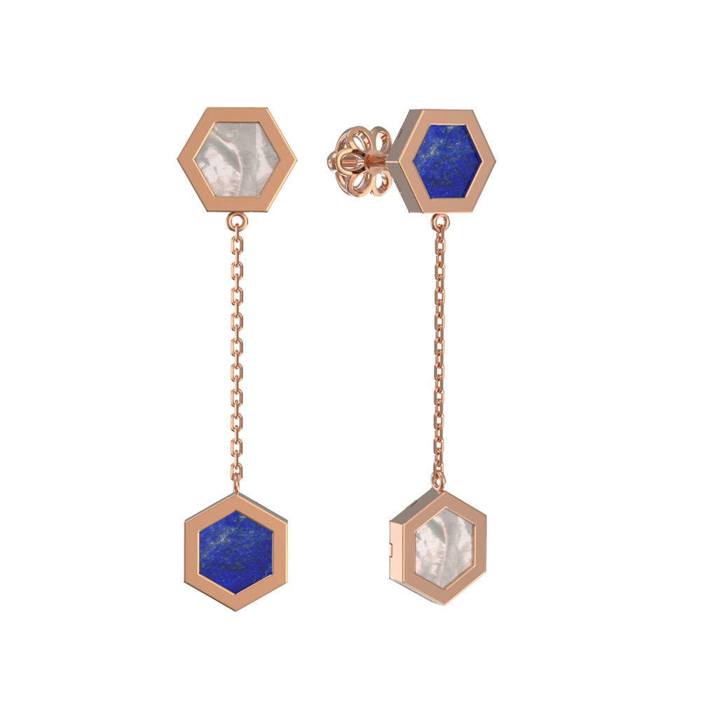 Серьги из золота c лазуритом и перламутром