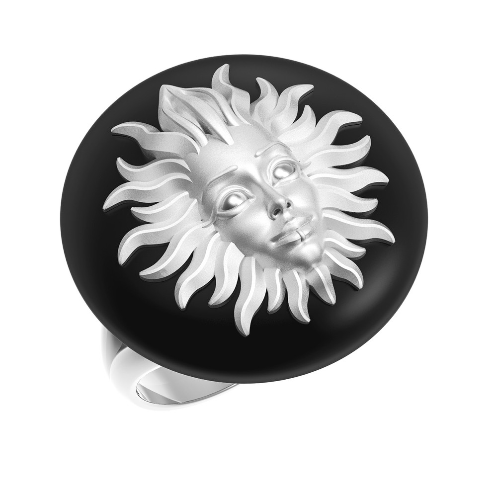 Кольцо из белого золота c ониксом