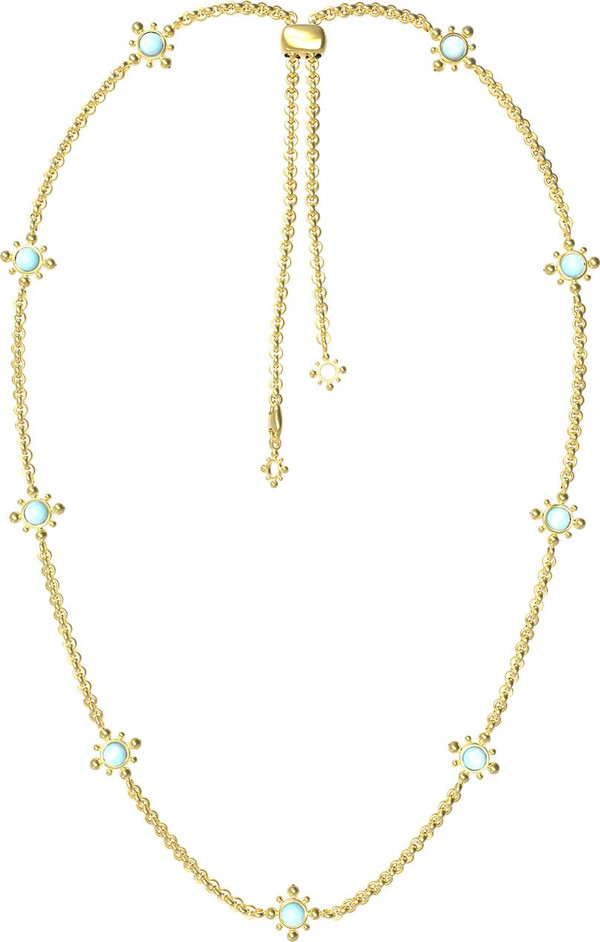 Колье из лимонного золота c бирюзой