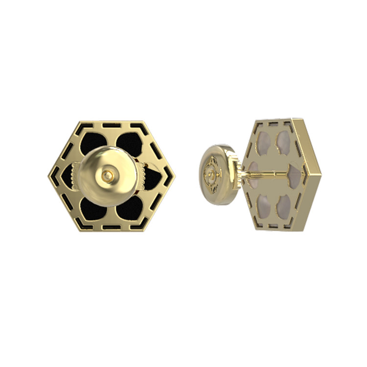 Серьги из лимонного золота c ониксом и перламутром