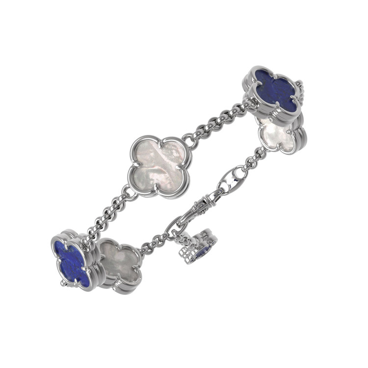 Браслет из белого золота c лазуритом и перламутром