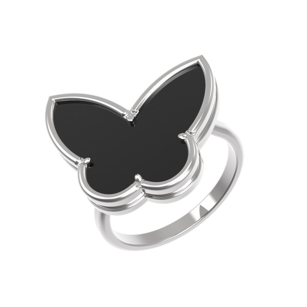 Кольцо из белого золота c ониксом