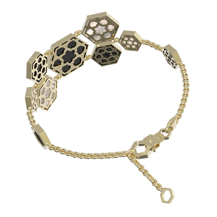 Браслет из лимонного золота c ониксом и перламутром