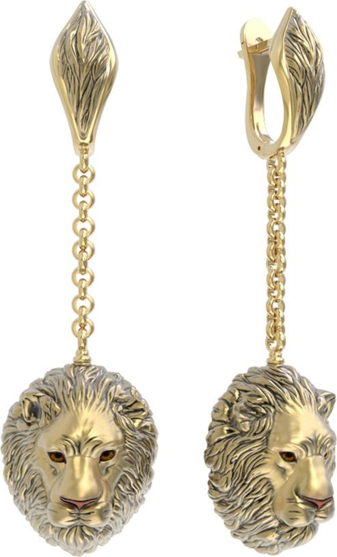 Серьги из лимонного золота c эмаль