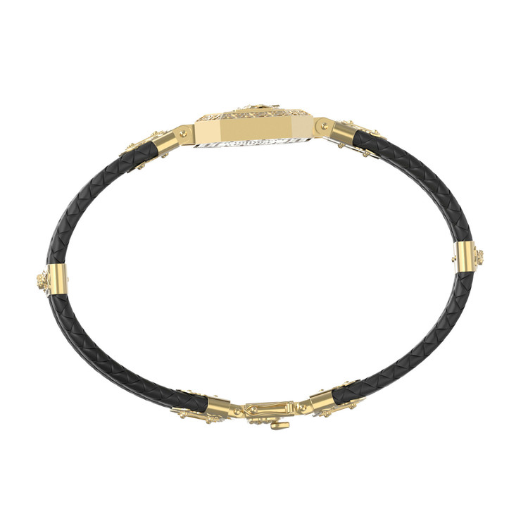 Браслет из лимонного золота c шнурком и ониксом