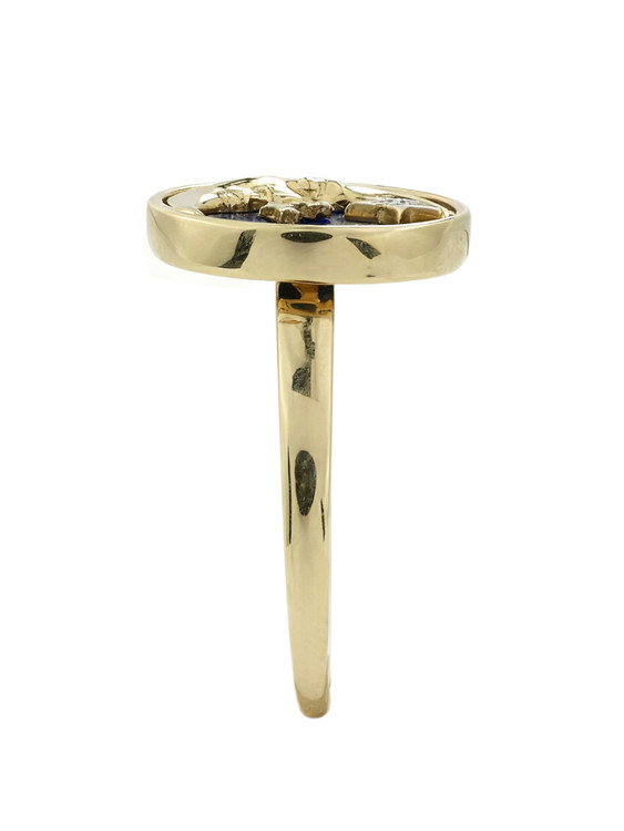 Кольцо из лимонного золота c бриллиантами и лазуритом