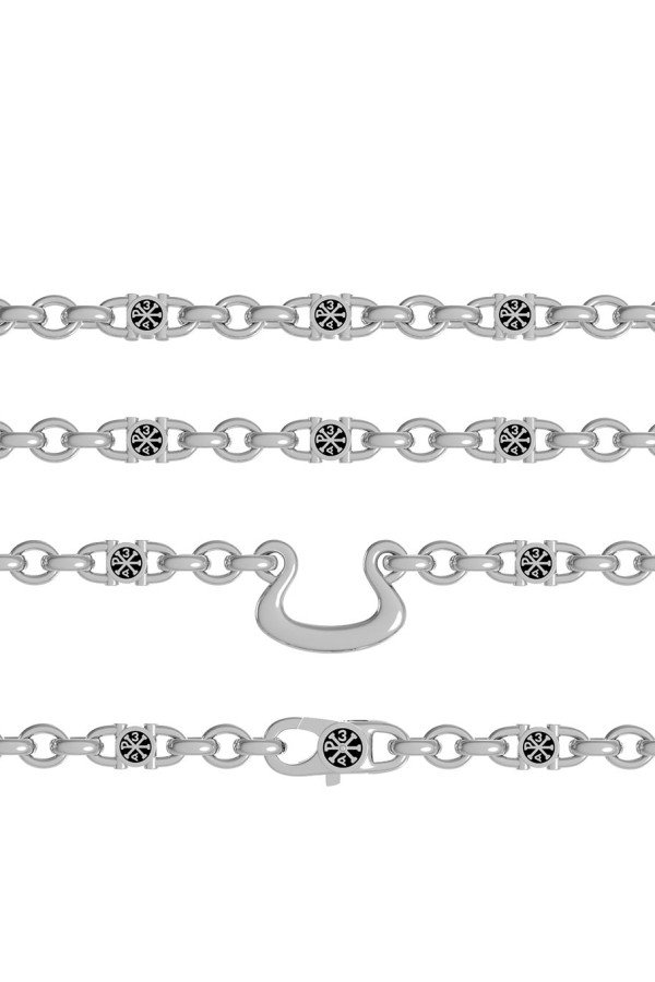 Цепь из белого золота c эмаль