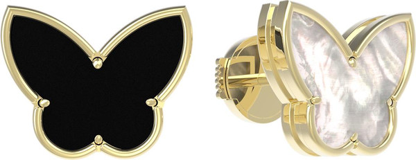 Серьги из лимонного золота c ониксом и перламутром