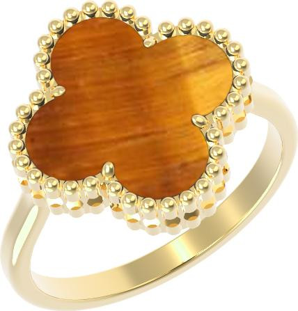 Кольцо из лимонного золота c тигровым глазом
