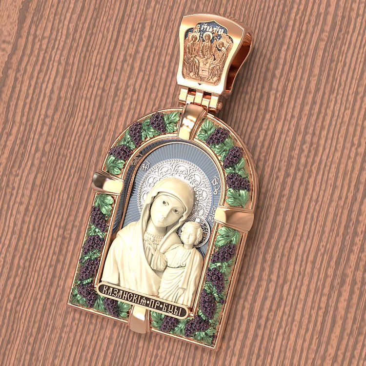 Образок из золота c эмаль и бивнем мамонта