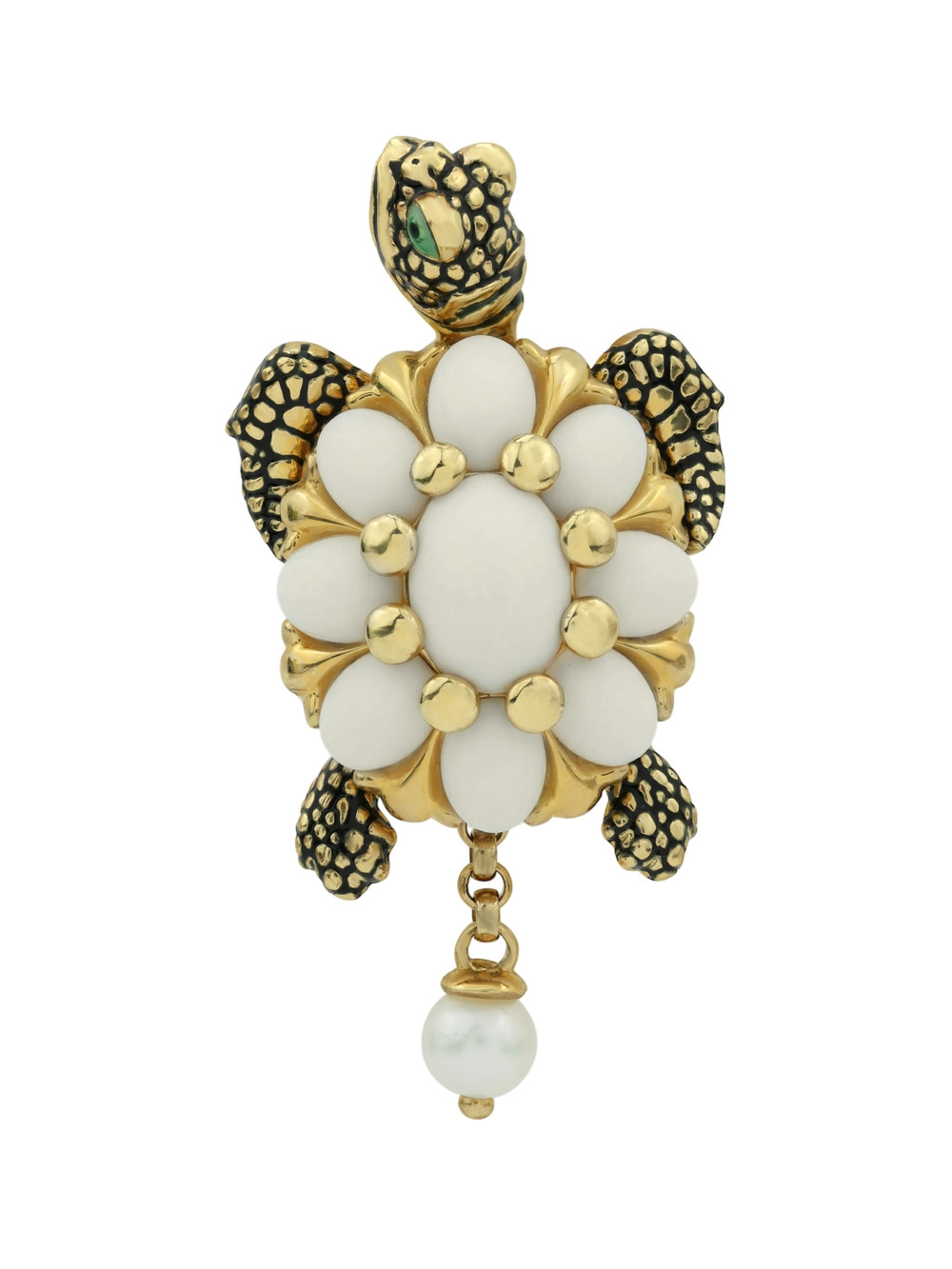 Подвеска из лимонного золота c эмаль , жемчугом и бивнем мамонта