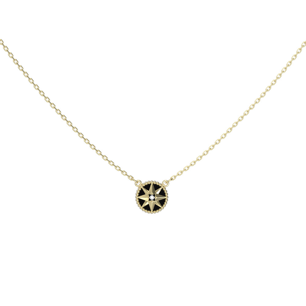 Колье из лимонного золота c бриллиантами и ониксом