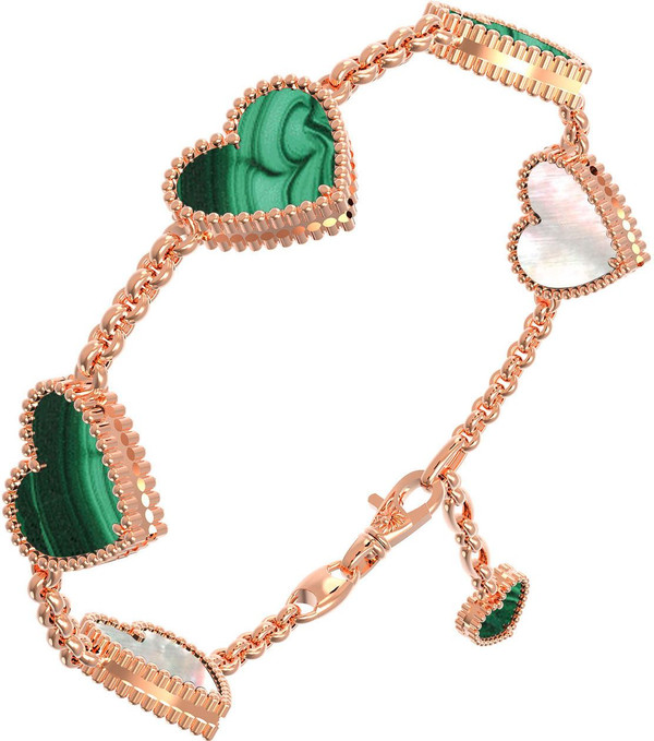 Браслет из золота c малахитом и перламутром