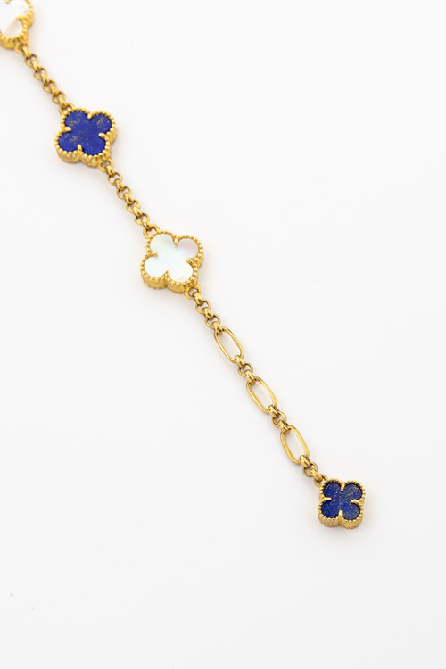 Браслет из лимонного золота c лазуритом и перламутром