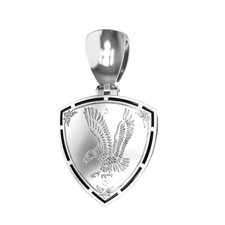 Подвеска из белого золота c бриллиантами и ониксом