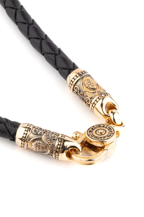 Шнурок кожаный из золота c кожаным шнурком