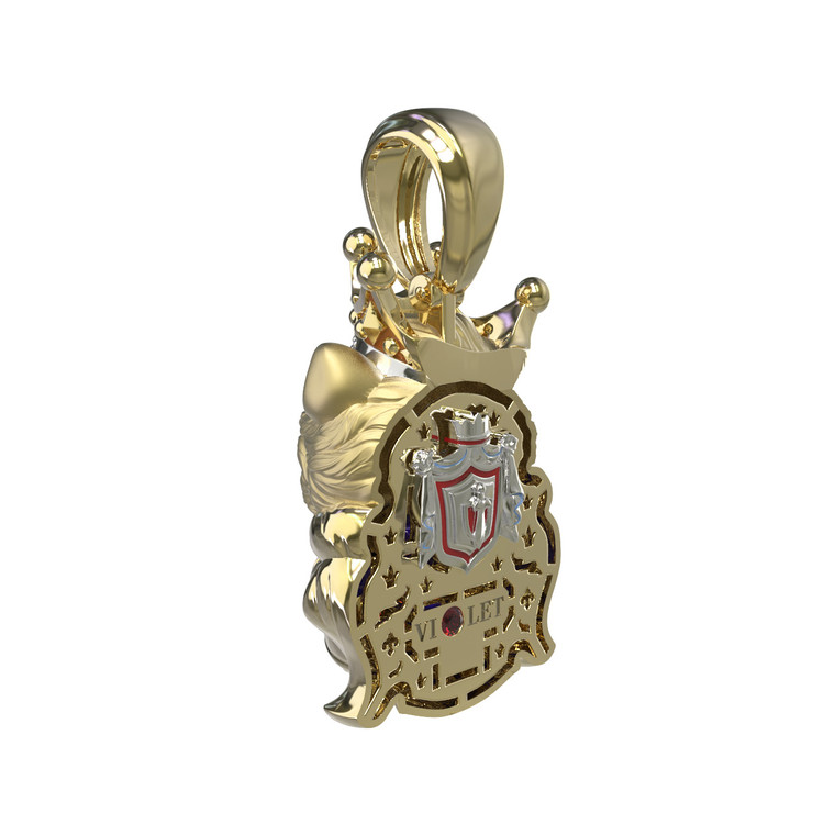 Подвеска из лимонного золота c эмаль , бриллиантами и рубином