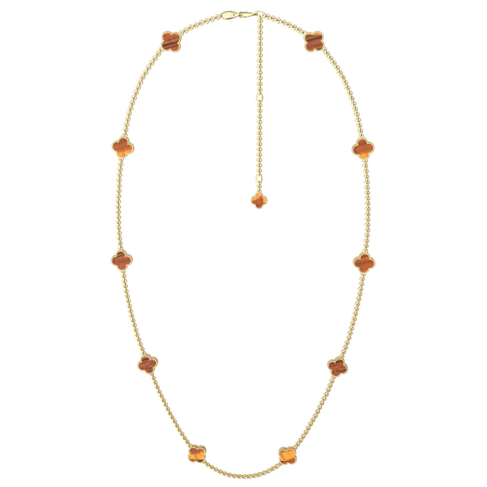 Колье из лимонного золота c тигровым глазом