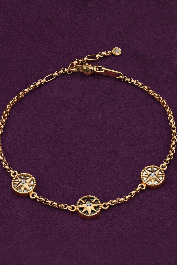 Браслет из золота c бриллиантами, ониксом и перламутром