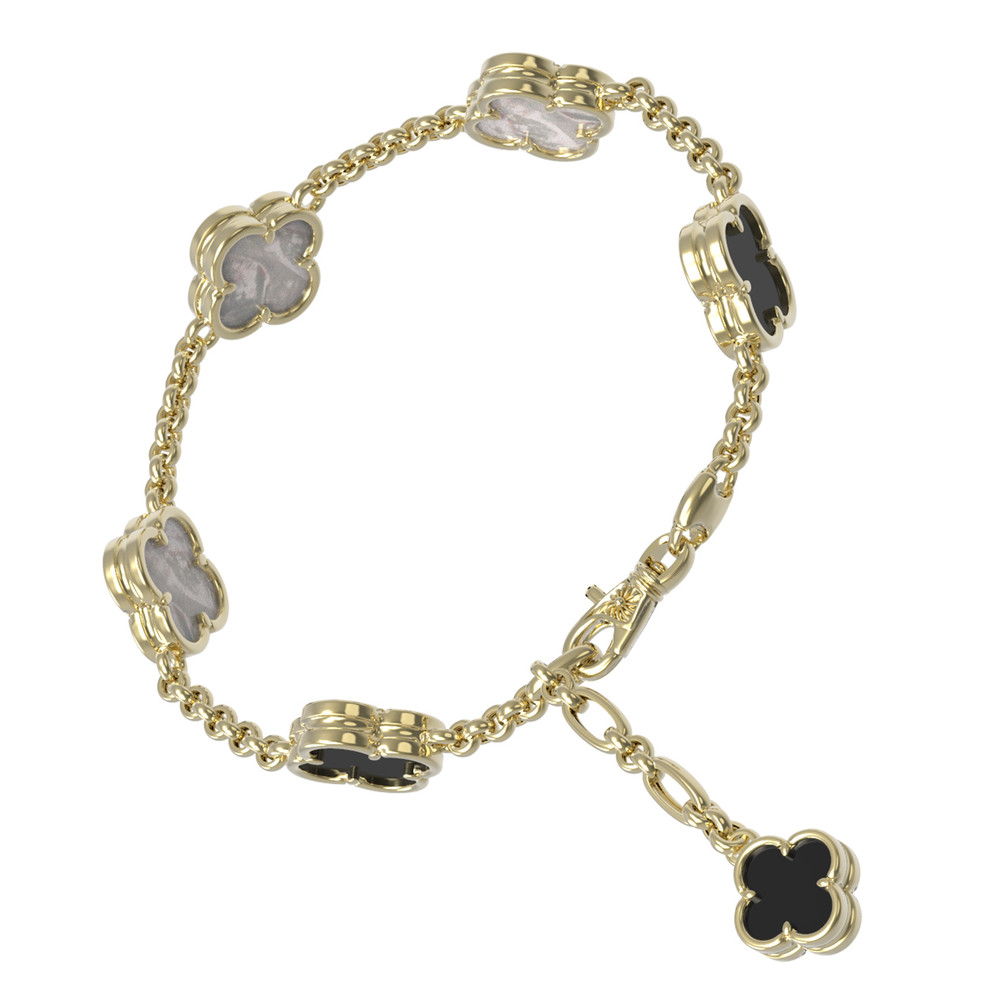 Браслет из лимонного золота c ониксом и перламутром