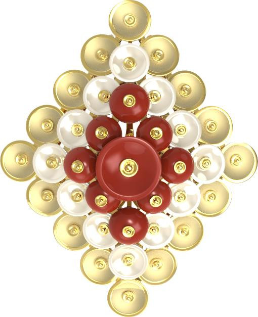 Подвеска из лимонного золота c агатом и перламутром