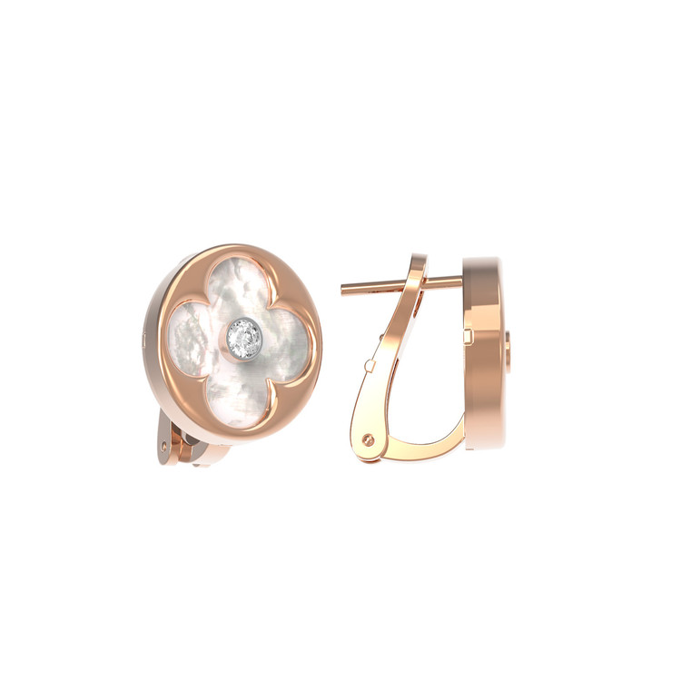 Серьги из золота c бриллиантами и перламутром