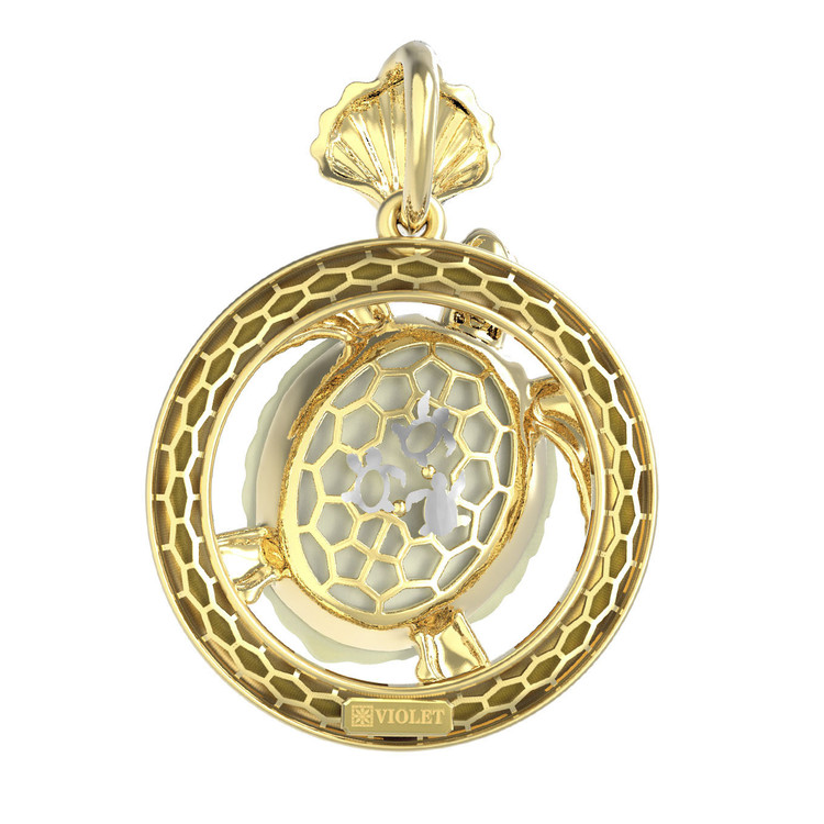 Подвеска из лимонного золота c эмалью и бивнем мамонта