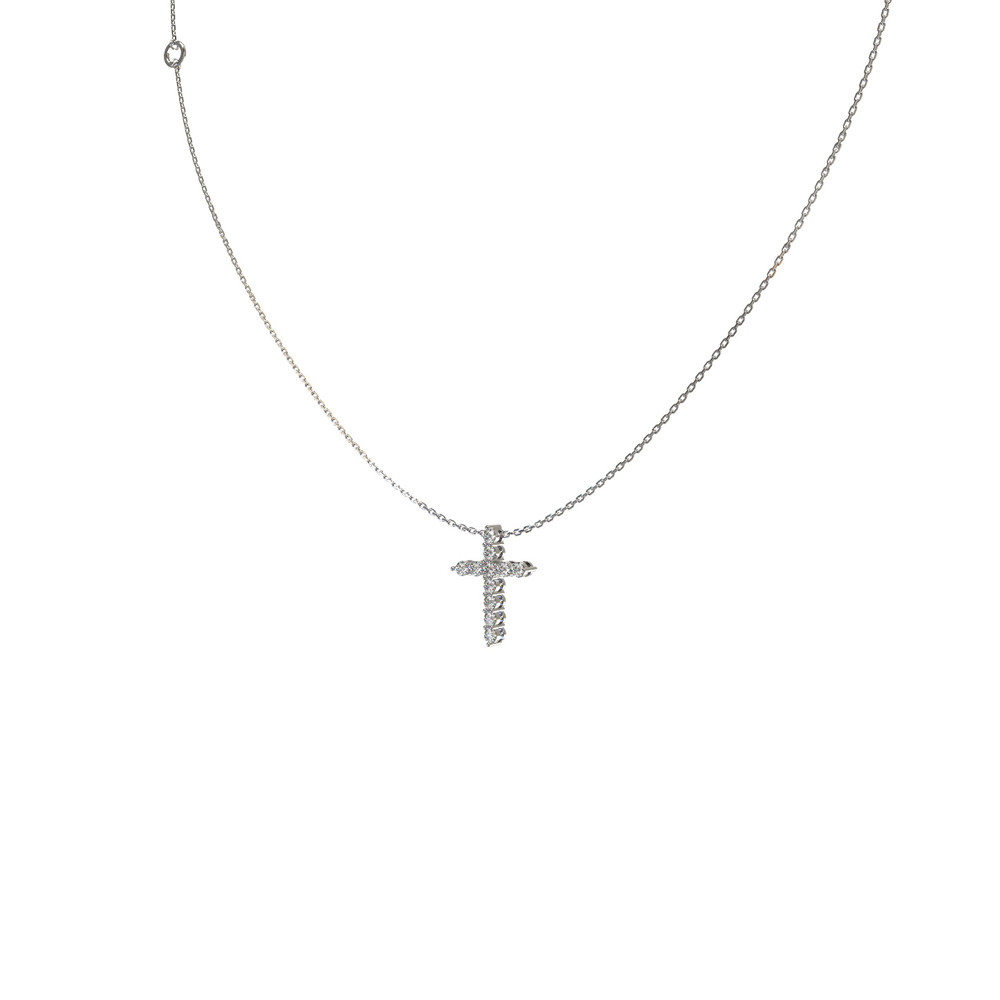 Крест из белого золота c бриллиантами