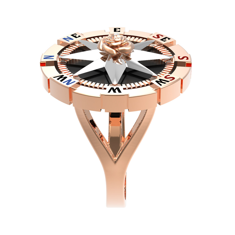 Кольцо из золота c эмаль и ониксом