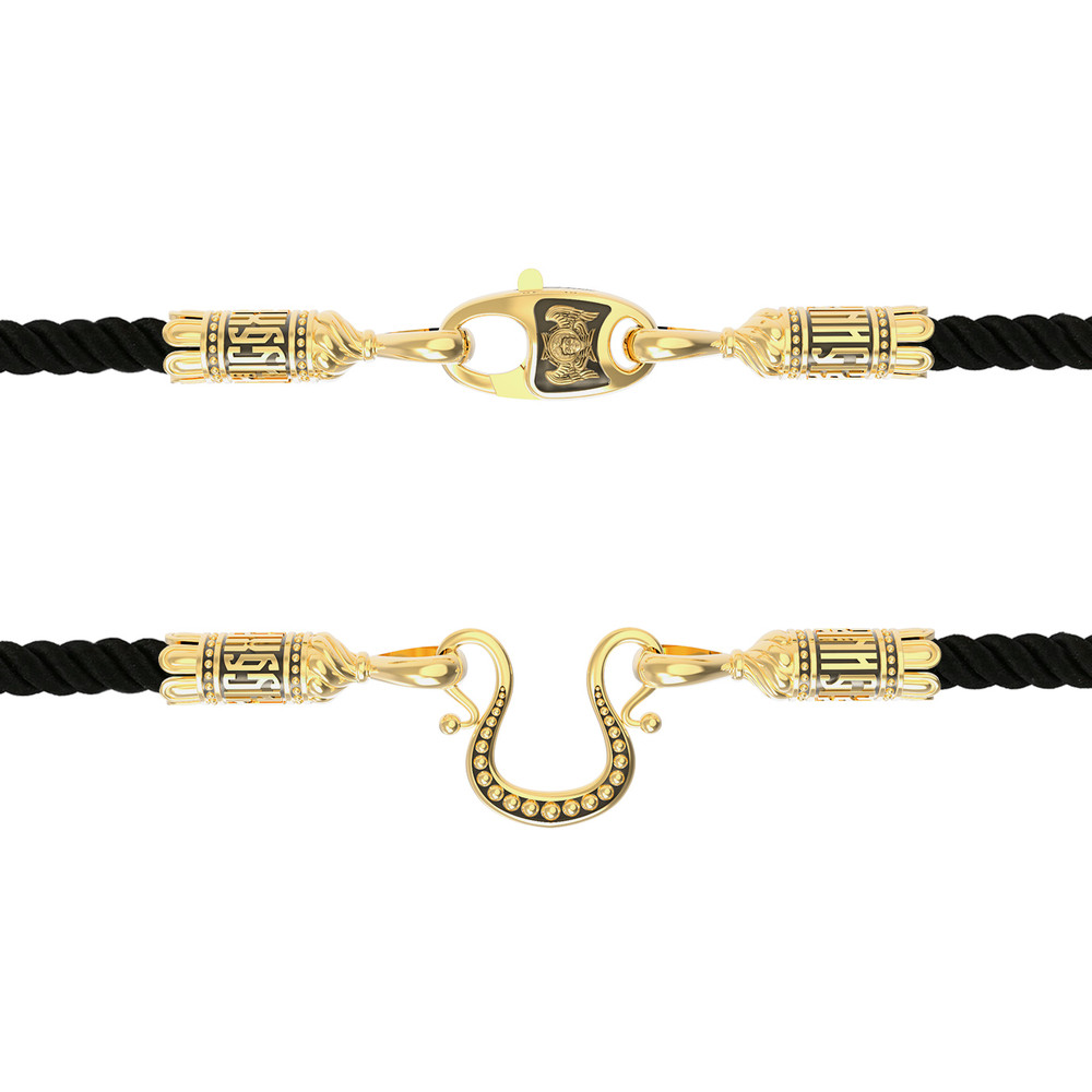 Шнурок шёлковый из лимонного золота c шёлковым шнурком