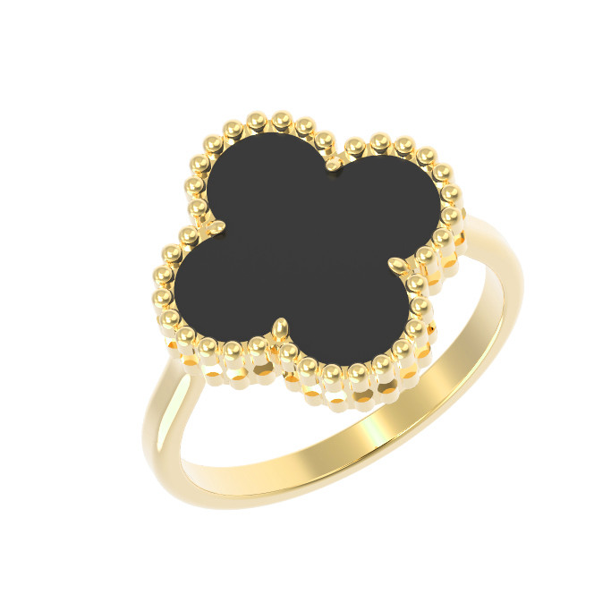 Кольцо из лимонного золота c ониксом