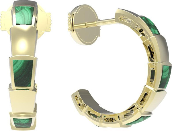 Серьги из лимонного золота c малахитом