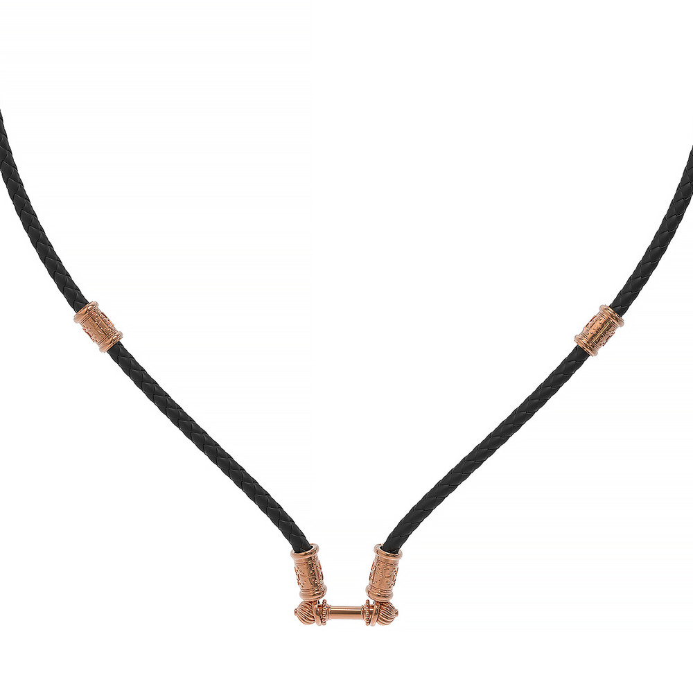 Гайтан из золота c кожаным шнурком