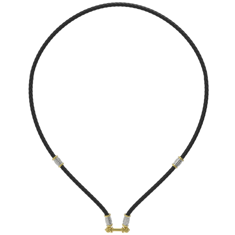 Шнурок кожаный из лимонного золота c кожаным шнурком