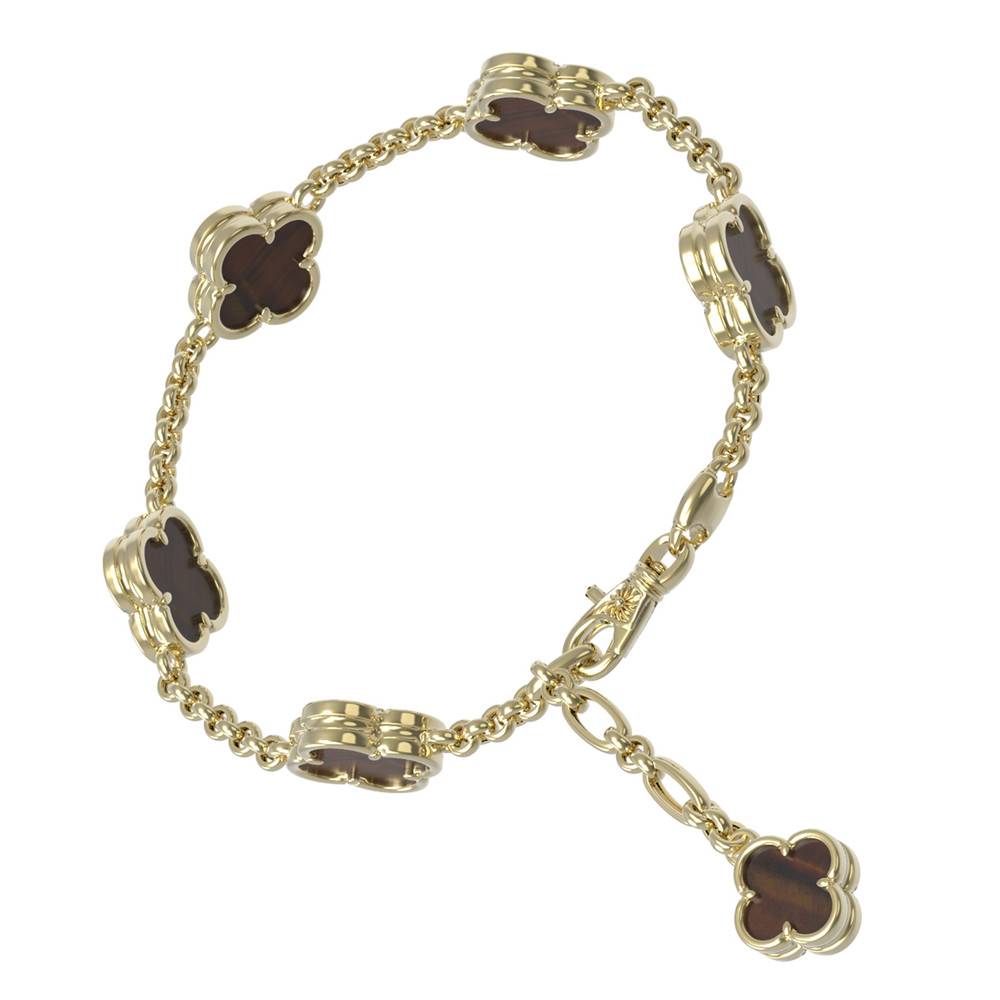 Браслет из лимонного золота c тигровым глазом