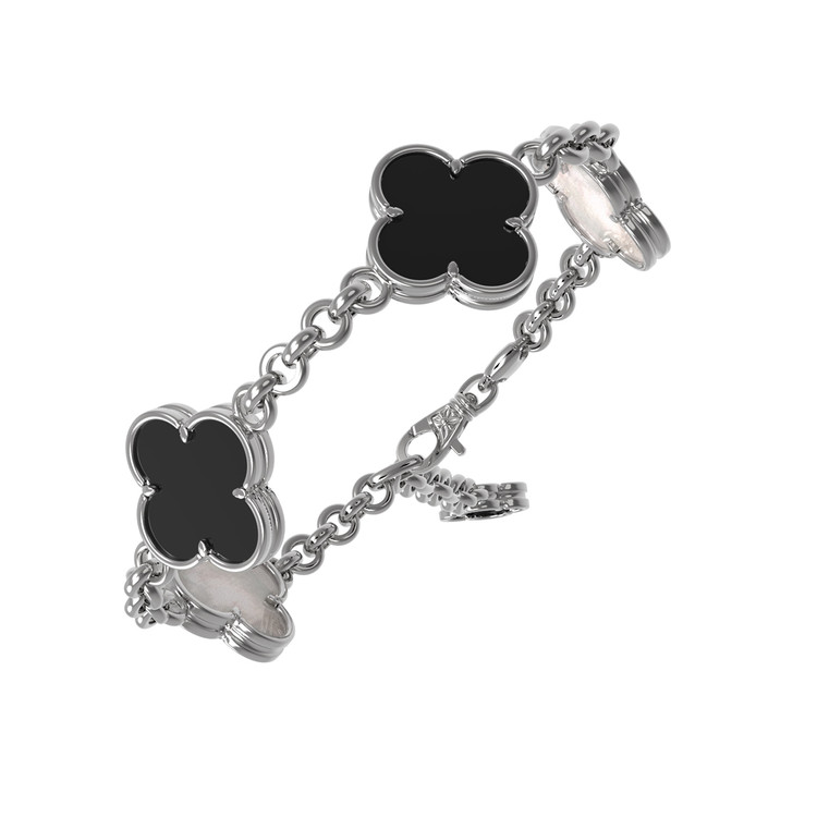 Браслет из белого золота c ониксом и перламутром